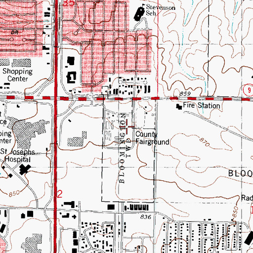Topographic Map of McLean County Fairground, IL