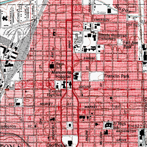 Topographic Map of Mennonite Hospital, IL