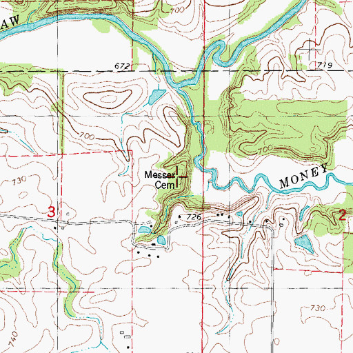 Topographic Map of Messer Cemetery, IL