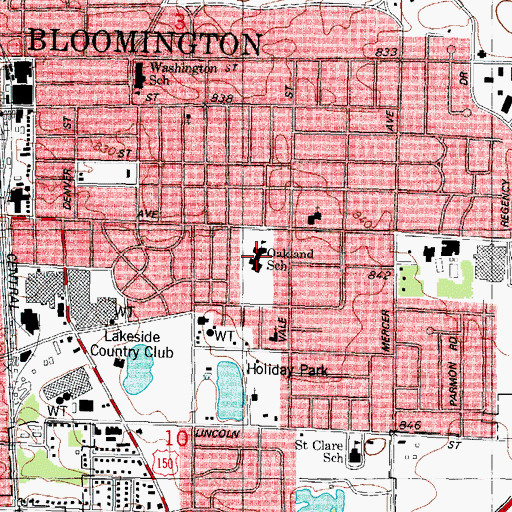 Topographic Map of Oakland Elementary School, IL