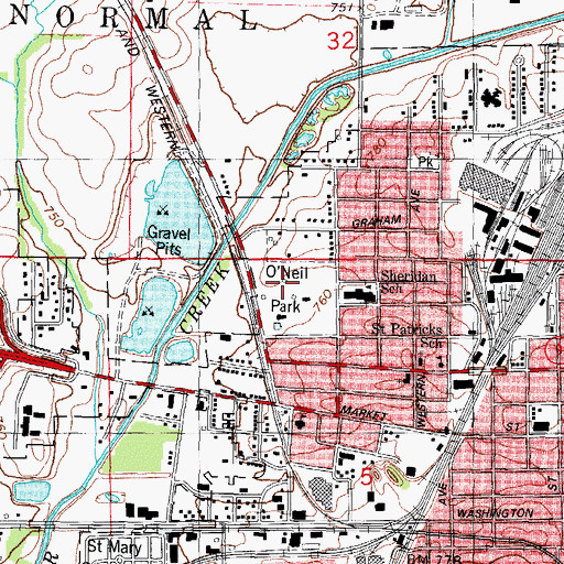 Topographic Map of O'Neil Park, IL