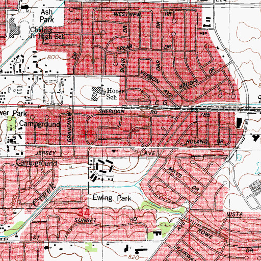 Topographic Map of Safety Tower Park, IL