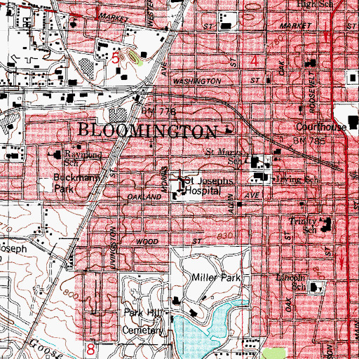 Topographic Map of Saint Josephs Hospital, IL