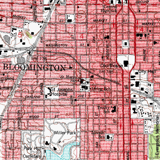 Topographic Map of Saint Marys School, IL