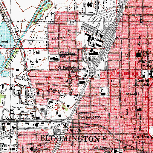 Topographic Map of Saint Patricks School, IL