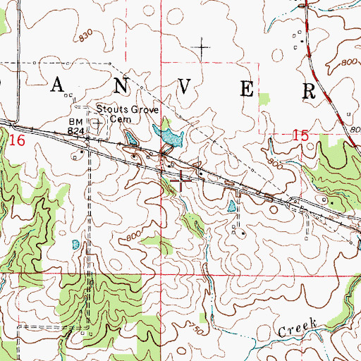 Topographic Map of Stouts Grove School (historical), IL
