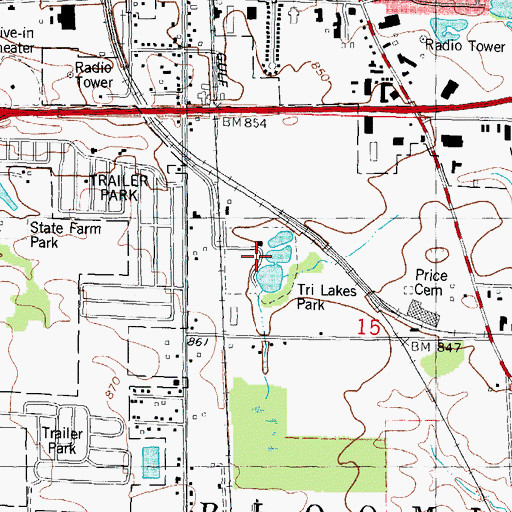 Topographic Map of Tri Lakes Park, IL