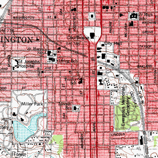 Topographic Map of Trinity Lutheran School, IL