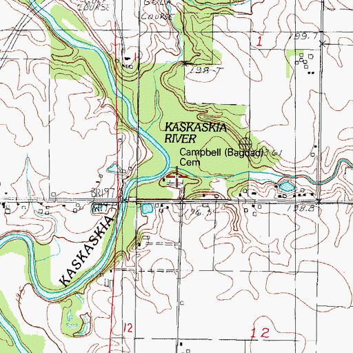 Topographic Map of Campbell Cemetery, IL