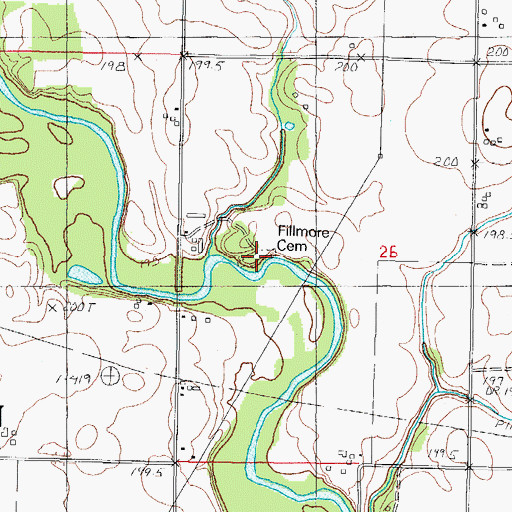 Topographic Map of Fillmore Cemetery, IL