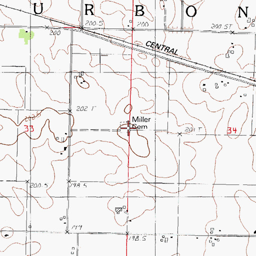 Topographic Map of Miller Cemetery, IL