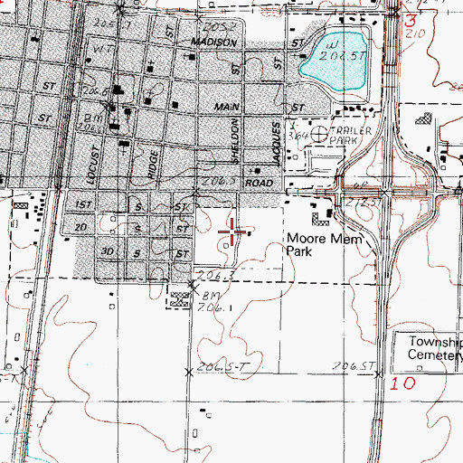 Topographic Map of Moore Memorial Park, IL
