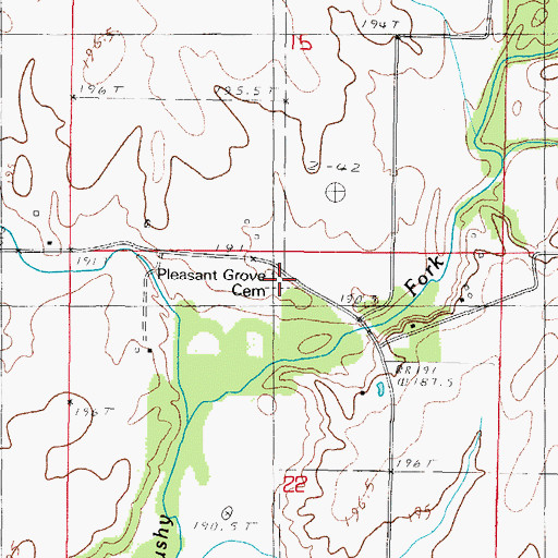 Topographic Map of Pleasant Grove Cemetery, IL