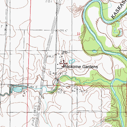 Topographic Map of Rockome Gardens, IL