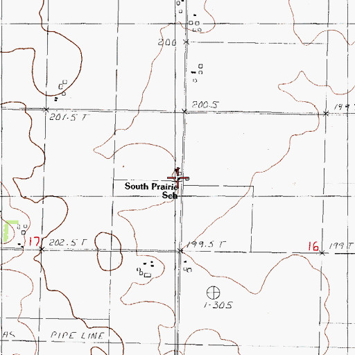 Topographic Map of South Prairie School, IL