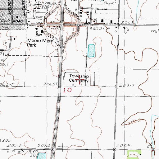 Topographic Map of Arcola Township Cemetery, IL