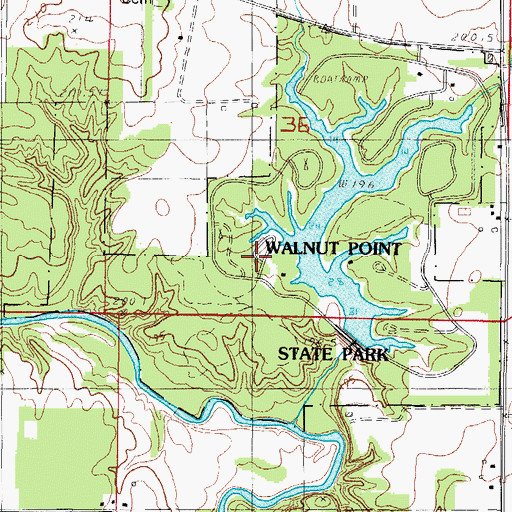 Topographic Map of Walnut Point State Park, IL