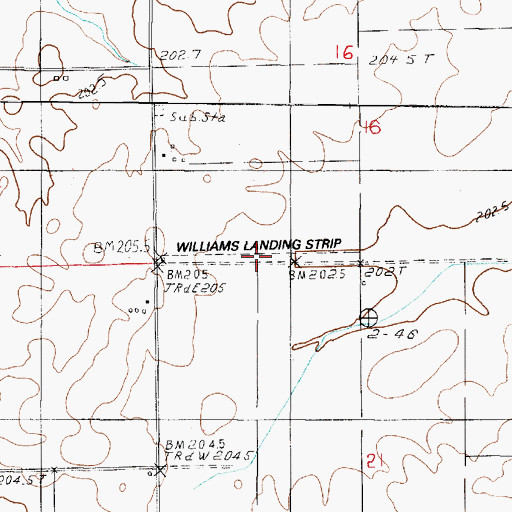 Topographic Map of Williams Landing Strip (historical), IL