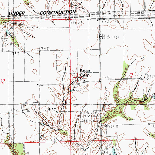 Topographic Map of Bean Cemetery, IL