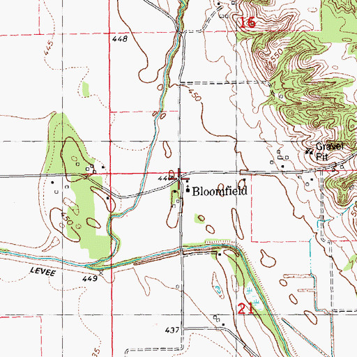 Topographic Map of Bloomfield, IL