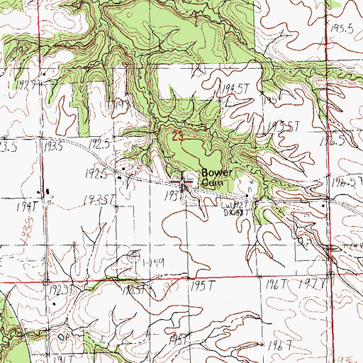 Topographic Map of Bower Cemetery, IL