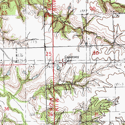 Topographic Map of Canatsey Cemetery, IL