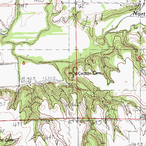 Topographic Map of Carlton Cemetery, IL
