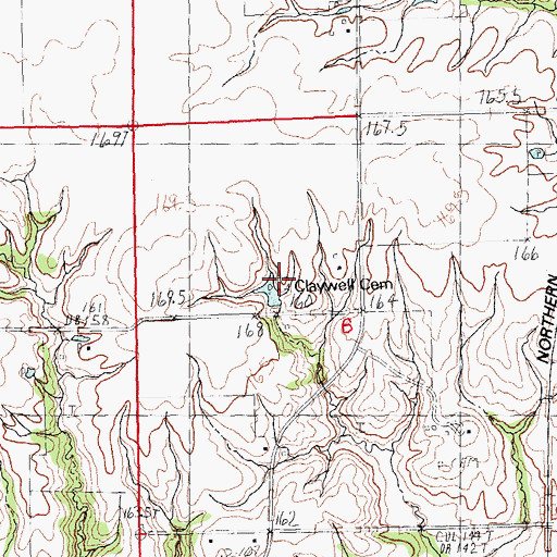 Topographic Map of Claywell Cemetery, IL