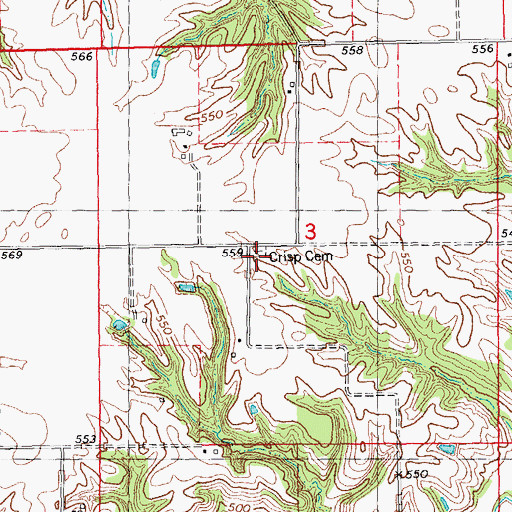 Topographic Map of Crisp Cemetery, IL