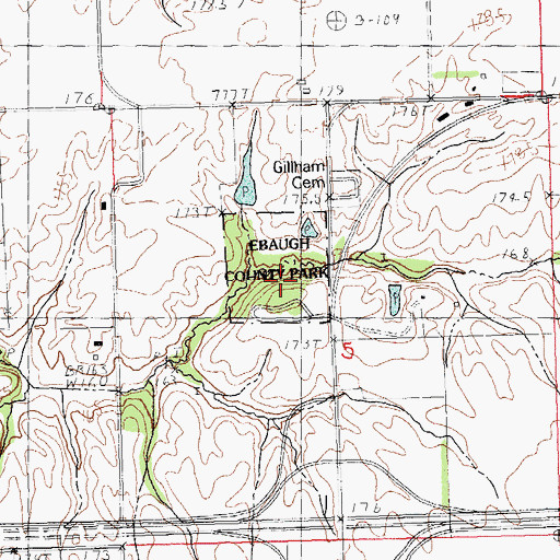 Topographic Map of Ebaugh County Park, IL
