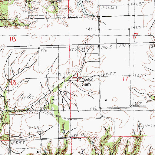 Topographic Map of Etheal Cemetery, IL