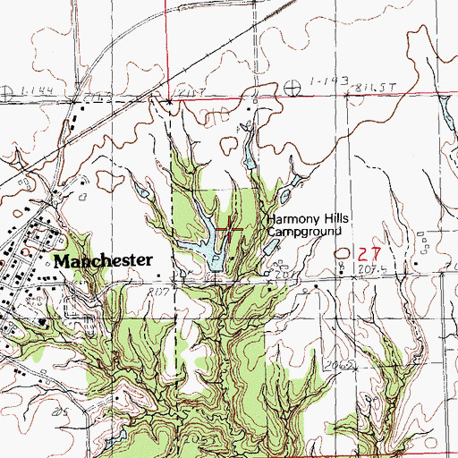 Topographic Map of Harmony Hills Campground, IL