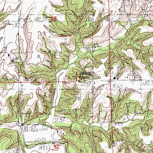 Topographic Map of Jewitt Cemetery, IL