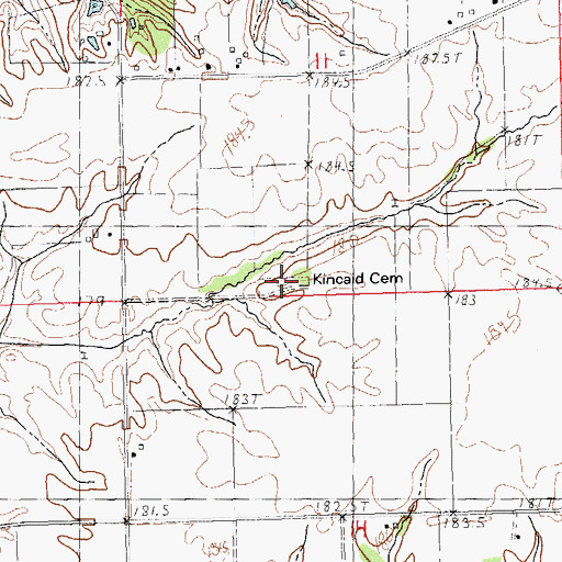 Topographic Map of Kincaid Cemetery, IL