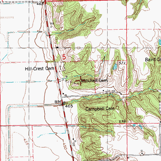 Topographic Map of Mitchell Family Cemetery, IL