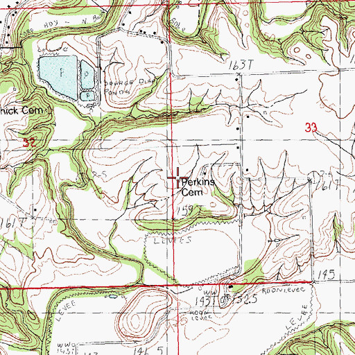 Topographic Map of Perkins Cemetery, IL