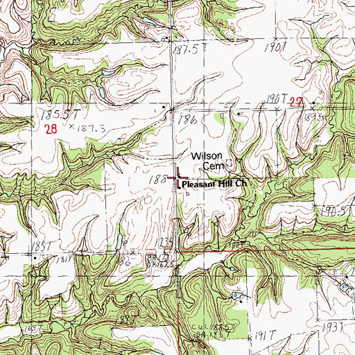 Topographic Map of Pleasant Hill Church, IL