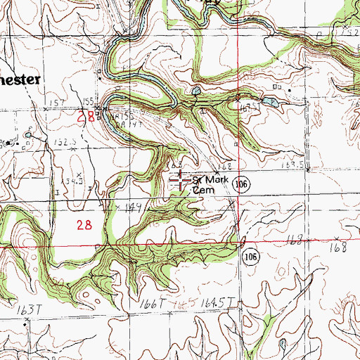 Topographic Map of Saint Mark's Catholic Cemetery, IL