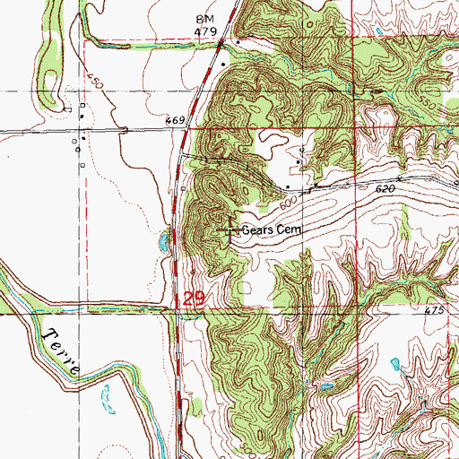 Topographic Map of Sears Cemetery, IL