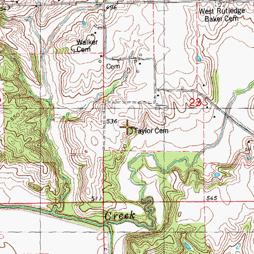 Topographic Map of Taylor Cemetery, IL