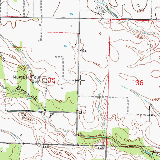 Topographic Map of Flat Branch School (historical), IL