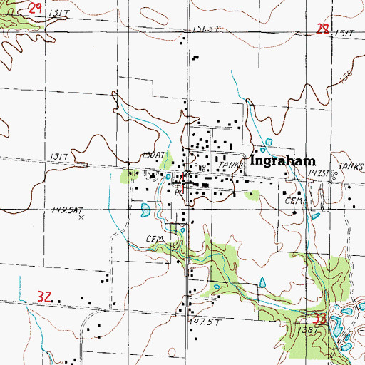 Topographic Map of Ingraham Post Office, IL