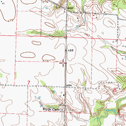 Topographic Map of Rusk School (historical), IL