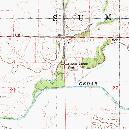 Topographic Map of Cedar Creek Cemetery, IL