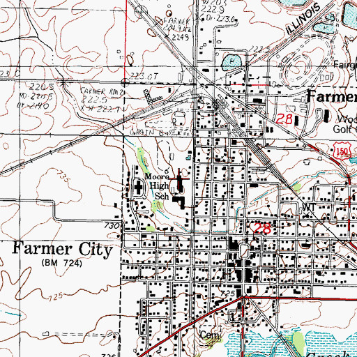 Topographic Map of Blue Ridge High School, IL