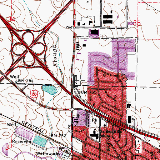 Topographic Map of Champaign Airport (historical), IL
