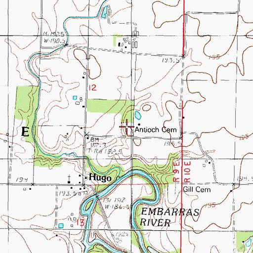Topographic Map of Antioch Cemetery, IL
