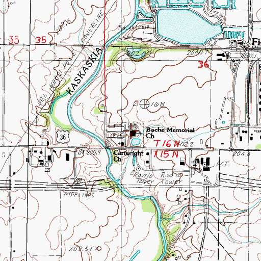 Topographic Map of Bache Memorial Church, IL