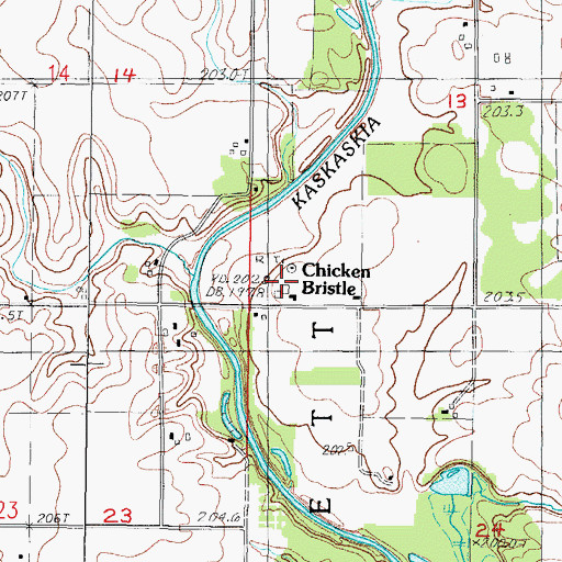 Topographic Map of Chicken Bristle, IL