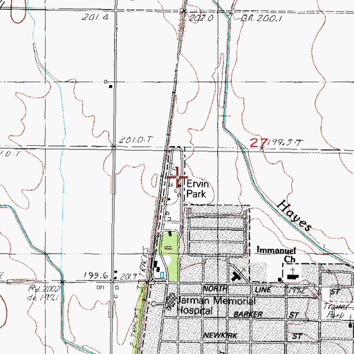 Topographic Map of Ervin Park, IL